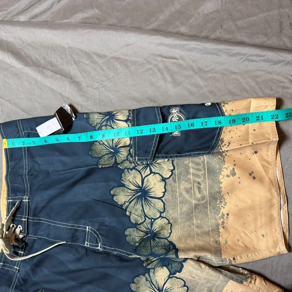Hard Rock Boardshorts Mens 34 Swim Trunks Hibiscus Guitar Beach Swim Vacation